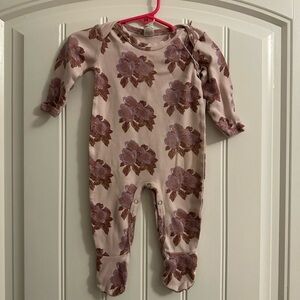 Kate Quinn Pink and Brown Floral Kids Footie